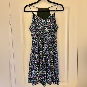 Express Floral Fit and Flare Dress